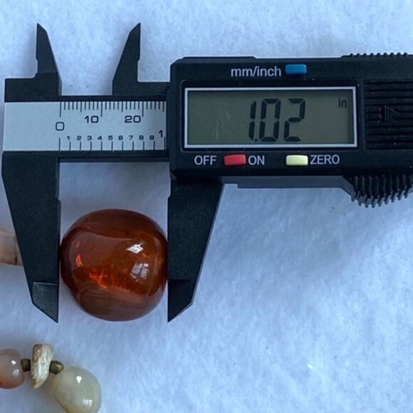 Artisan Natural Stone Beaded Boho 26" Boho Necklace Amber Colored Glass Pendant - Picture 14 of 16